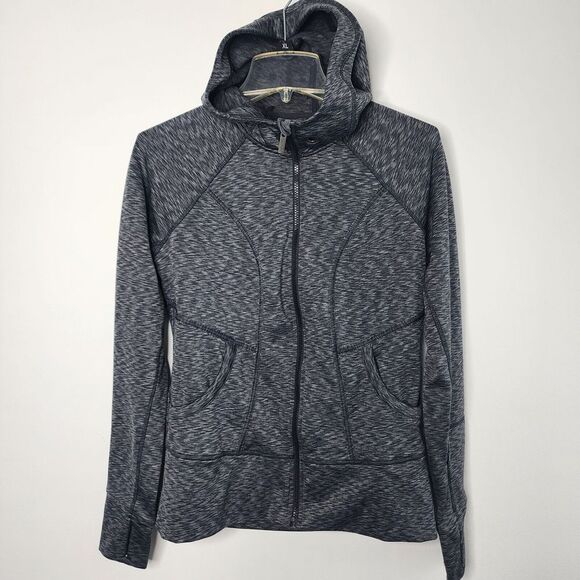 Athleta Jackets & Blazers - Athleta Hoodie Women M Black Gray Full‎ Zip Hooded Fleece Performance READ